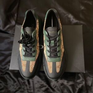 Coach Men’s Signature Runner Sneakers in Black, Tan and Green